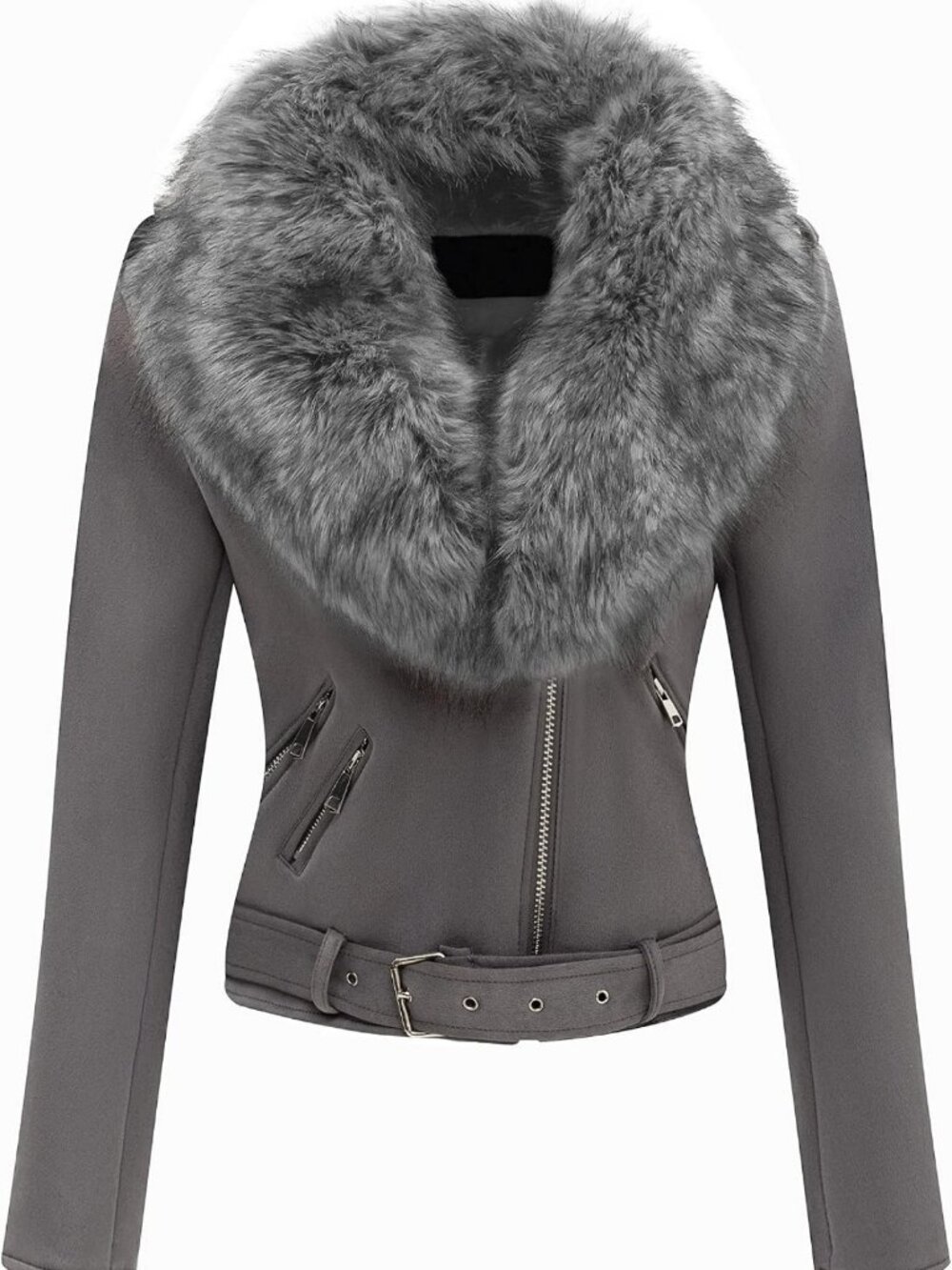 Faux Suede Moto Jacket for Women | Biker Style Sherpa-Lined Coat